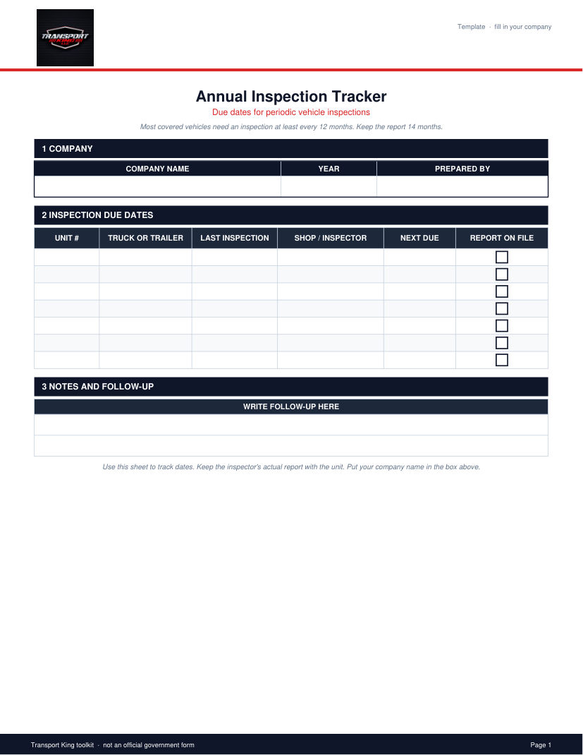 Annual inspection tracker